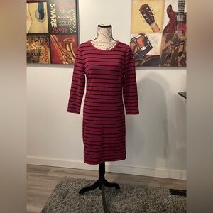 Old Navy Maroon and Black Striped Long Sleeve Dress